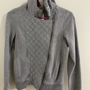 So grey zip up jacket